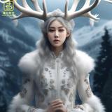NO 拷贝.214，青崖白鹿4（女王，人形态，一对鹿角）亚洲女人，全身像 有白鹿角.jpg